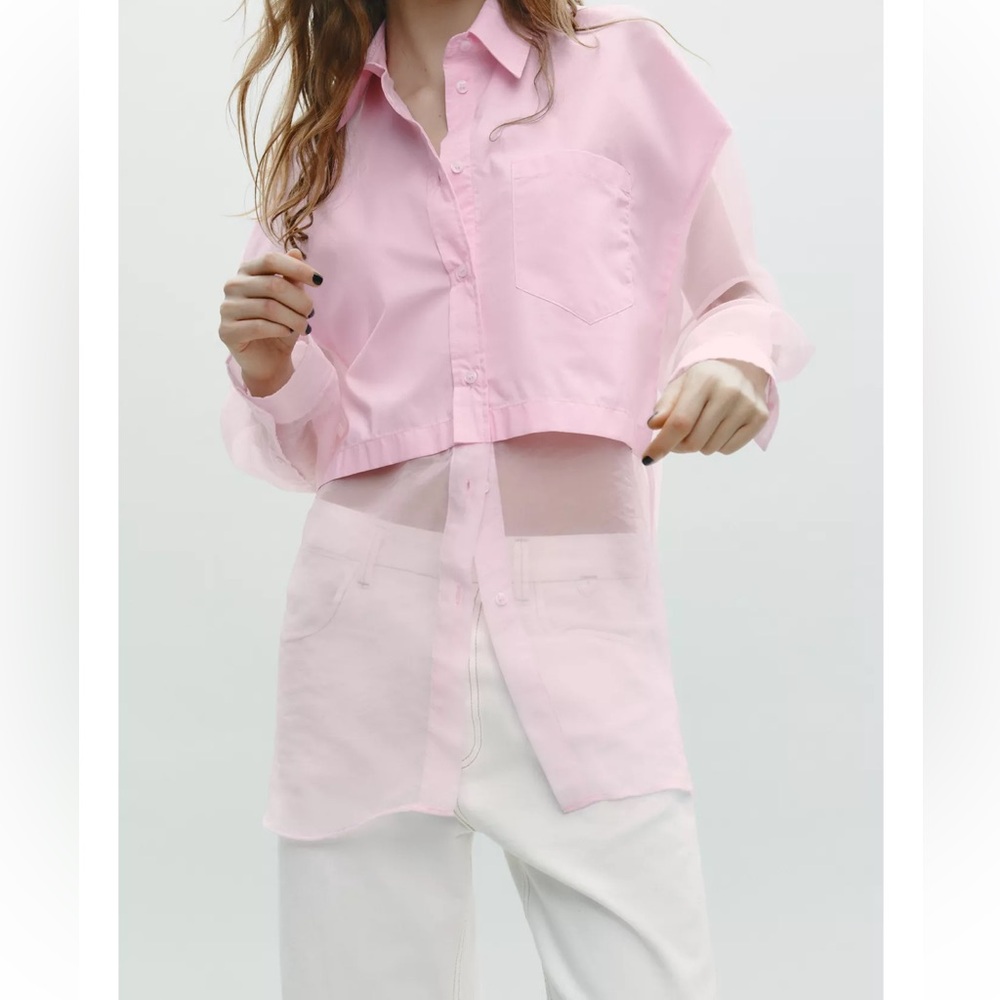 ZARA ORGANZA COMBINATION OVERSIZED SHIRT